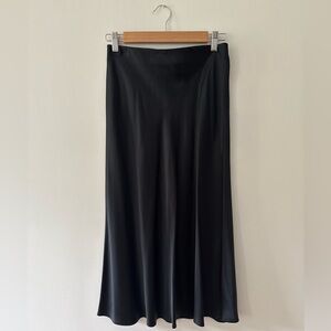 Quince Classic Silk Black A-Line Skirt